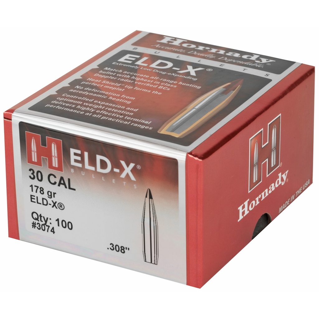 Hornady HRNDY ELD-X 30CAL .308 178GR 100CT 2