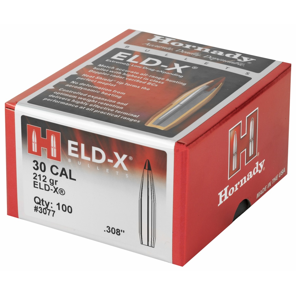 Hornady HRNDY ELD-X 30CAL .308 212GR 100CT 2