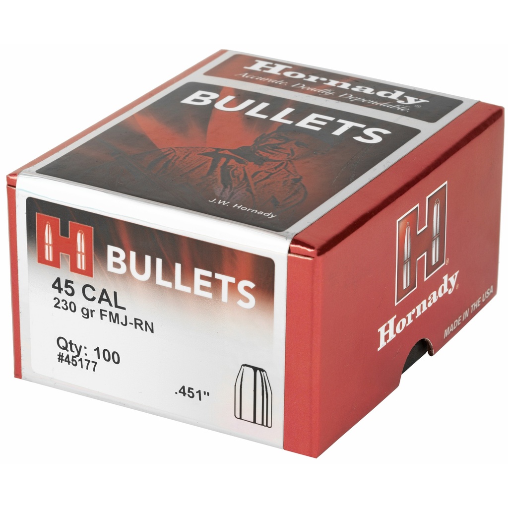 Hornady HRNDY FMJ-RN 45CAL .451 230GR 100CT 2
