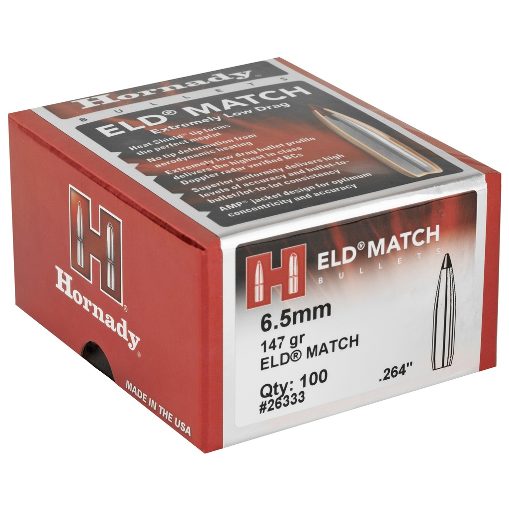 Hornady HRNDY ELD-M 6.5MM .264 147GR 100CT 1