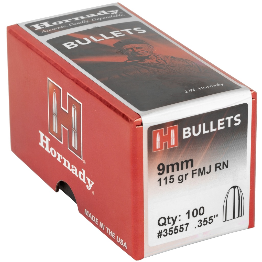 Hornady HRNDY FMJ-RN 9MM .355 115GR 100CT 1