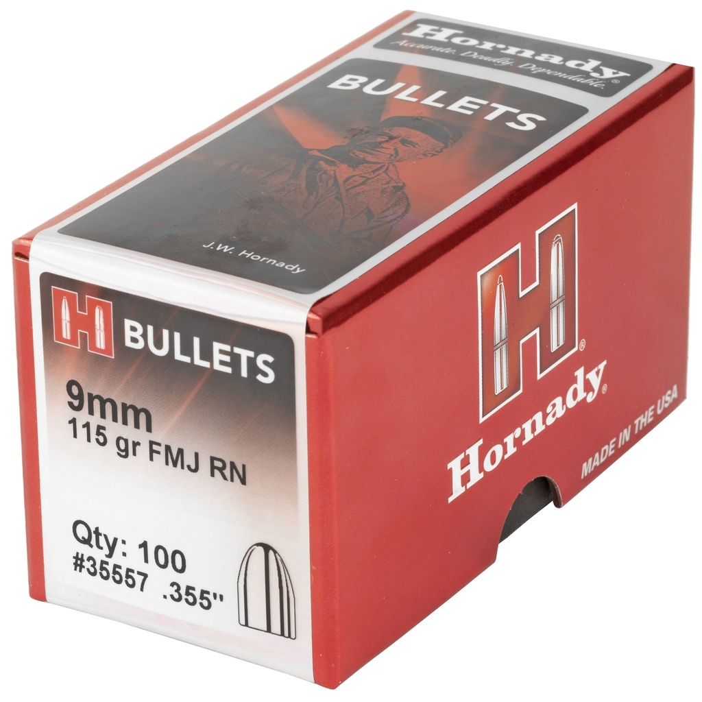 Hornady HRNDY FMJ-RN 9MM .355 115GR 100CT 2