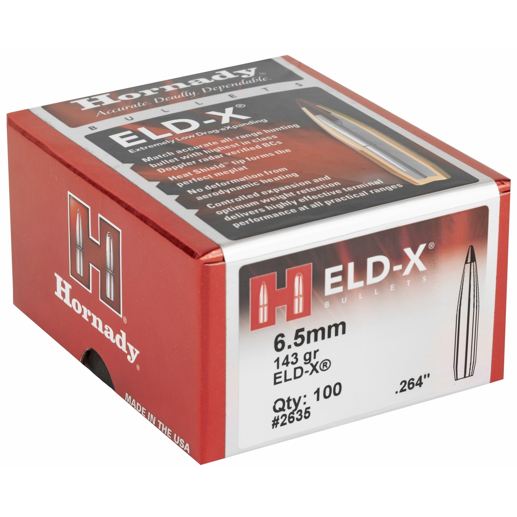 Hornady HRNDY ELD-X 6.5MM .264 143 GR 100CT 1