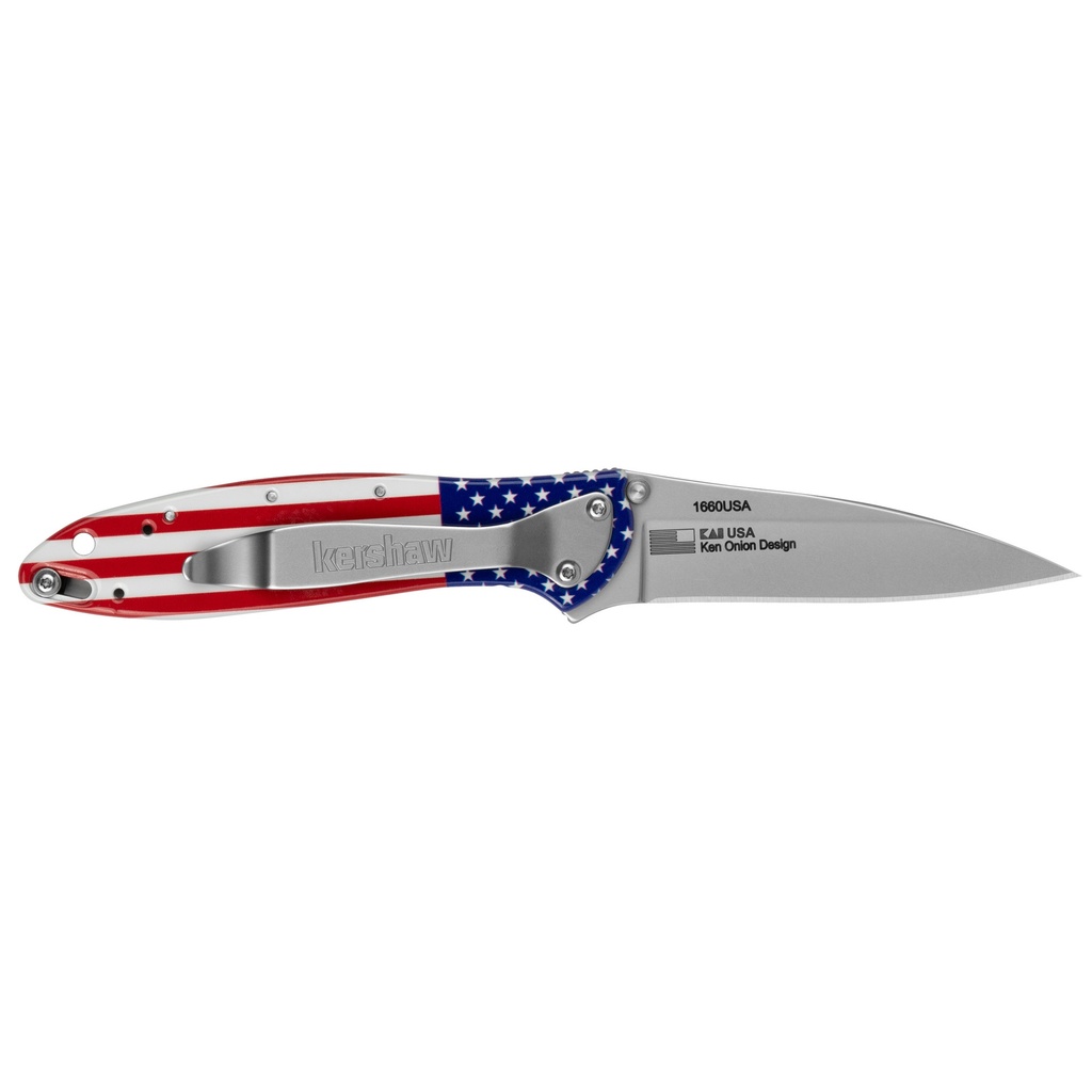 KERSHAW LEEK 3" USA FLAG/SLV 1