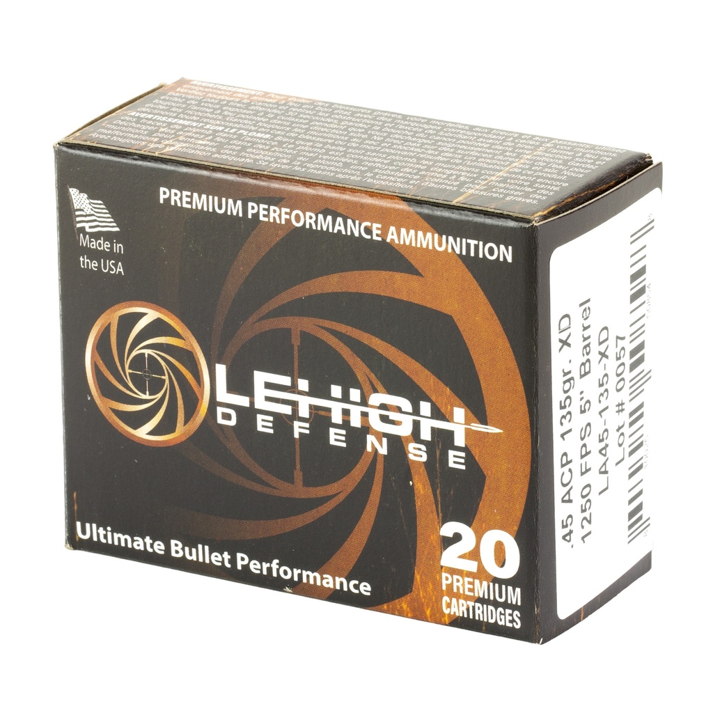 LEHIGH XTRM DFNS .45ACP 135GR 20/200 2