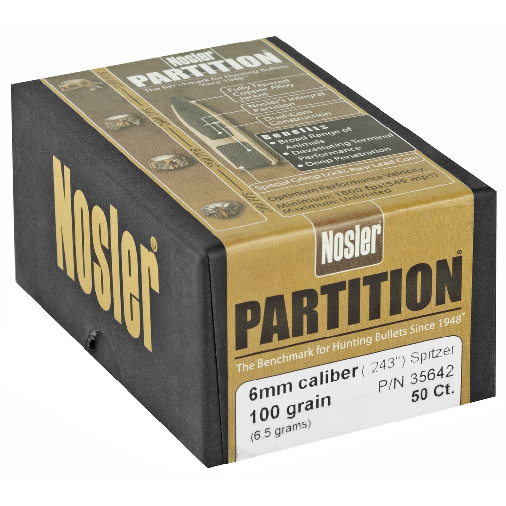 NOSLER 6MM 100GR SP PARTITION 50CT 1