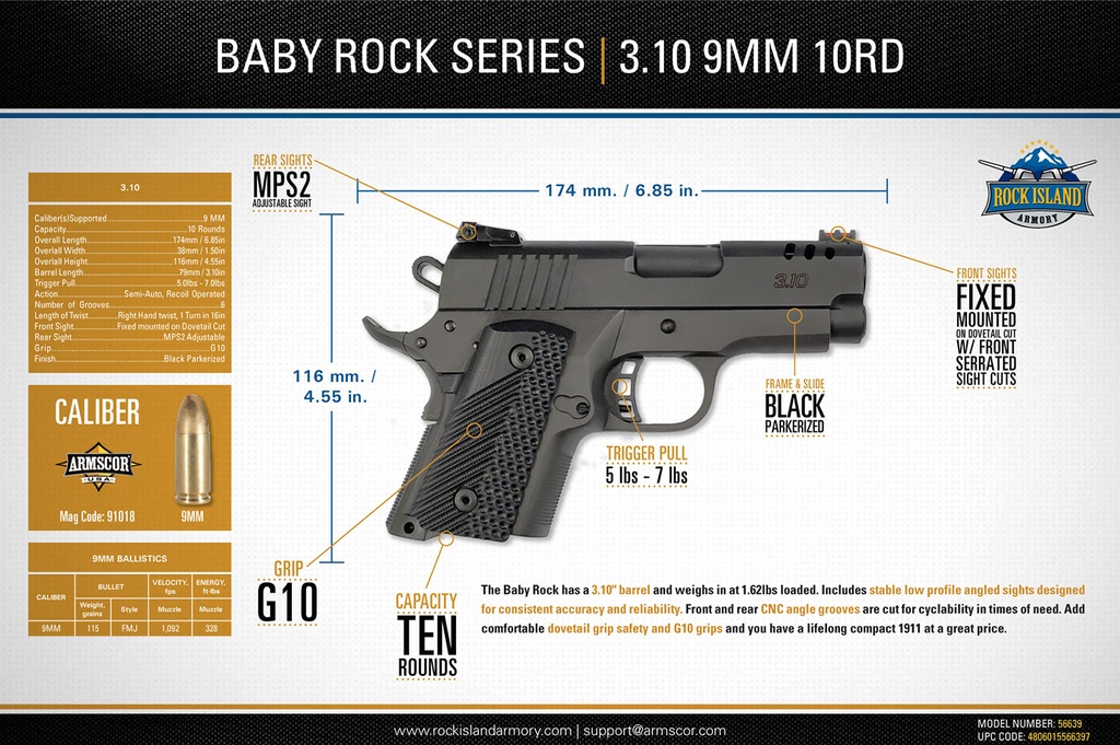 Rock Island Armory M1911 BABY ROCK 2