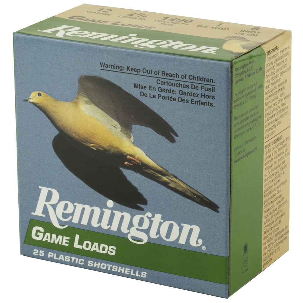 Remington REM GAM LOAD 12GA 2 3/4" #8 25/250 2