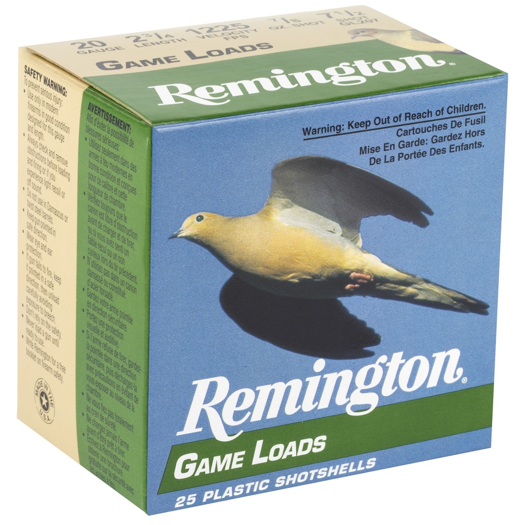 Remington REM GAM LOAD 20GA 2 3/4" #7.5 25/250 1