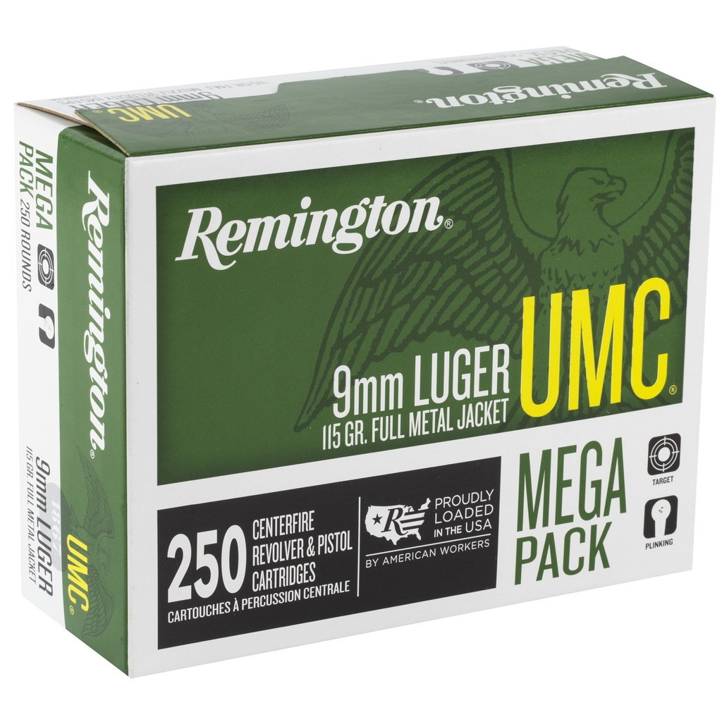 Remington REM UMC MP 9MM 115GR FMJ 250/1000 1