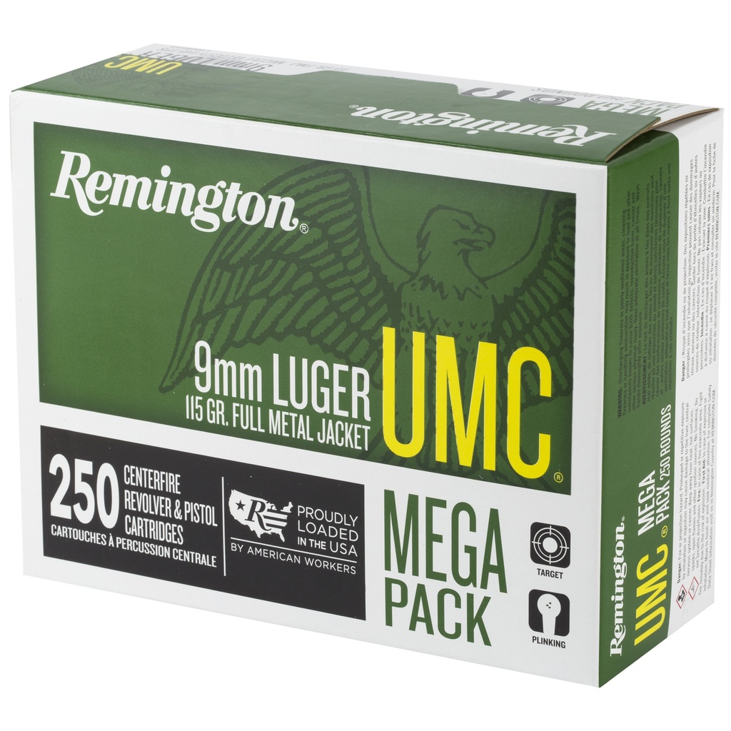 Remington REM UMC MP 9MM 115GR FMJ 250/1000 2