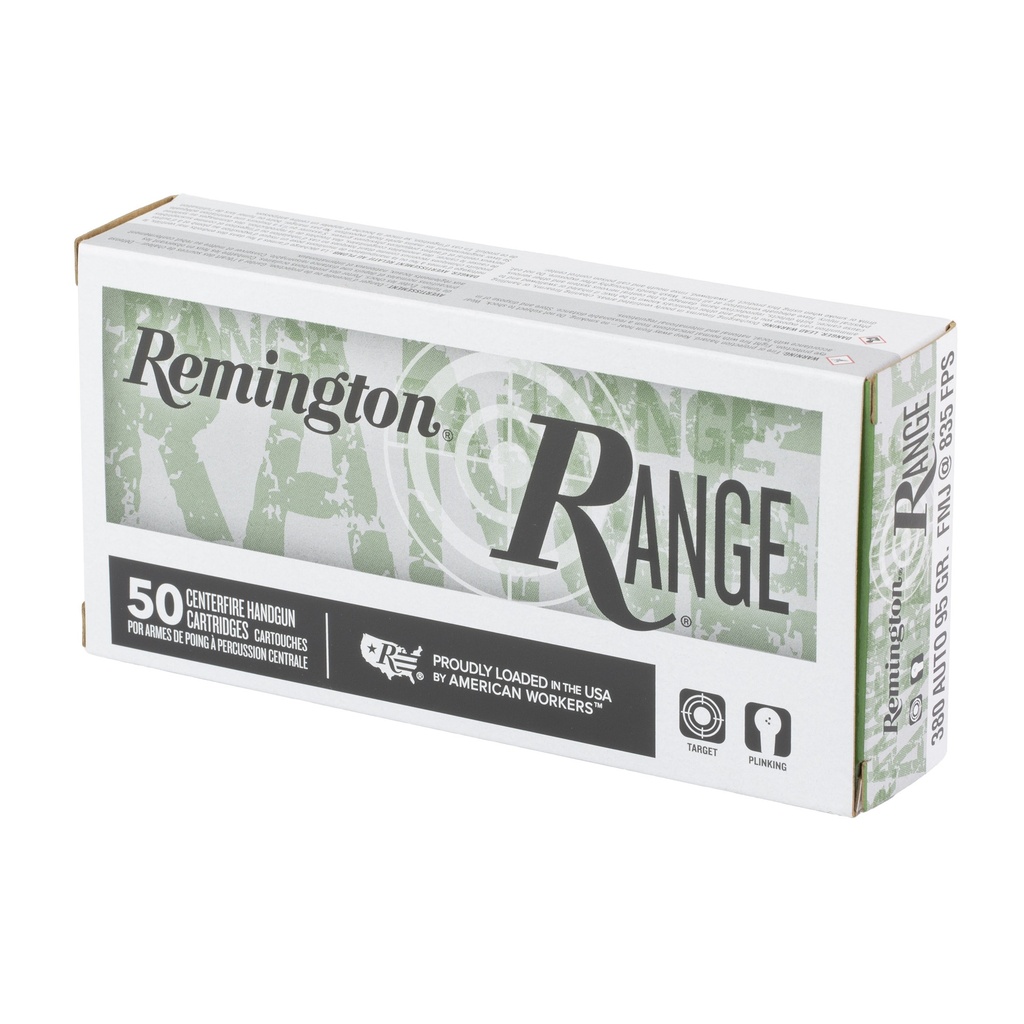 Remington REM RANGE 380AUTO 95GR FMJ 50/500 2
