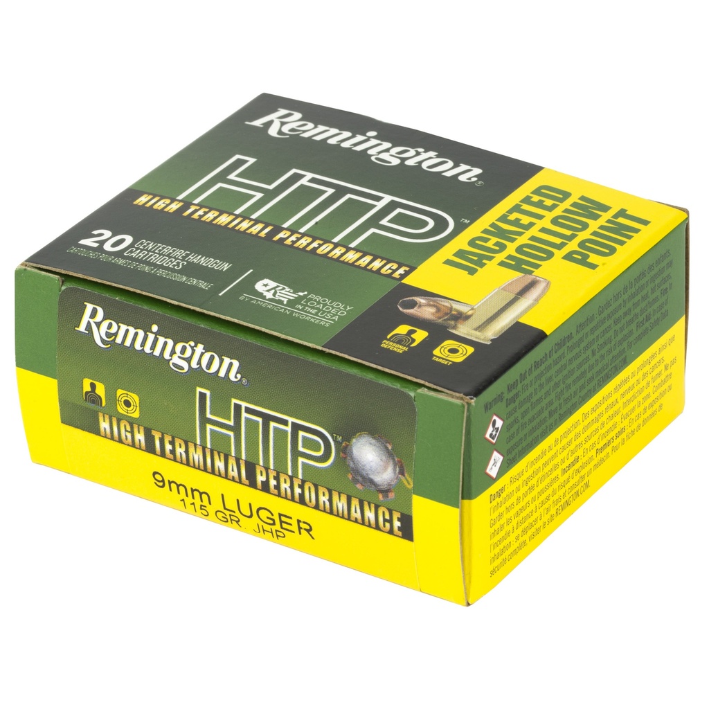 Remington REM 9MM LUGER 115GR JHP 20/500 2