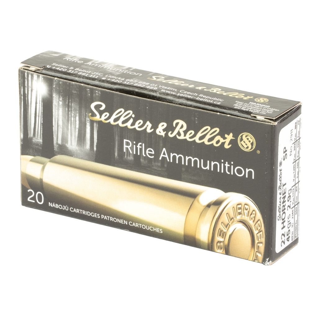 Sellier & Bellot S&B 22 HORNET 45GR SP 20/1800 2