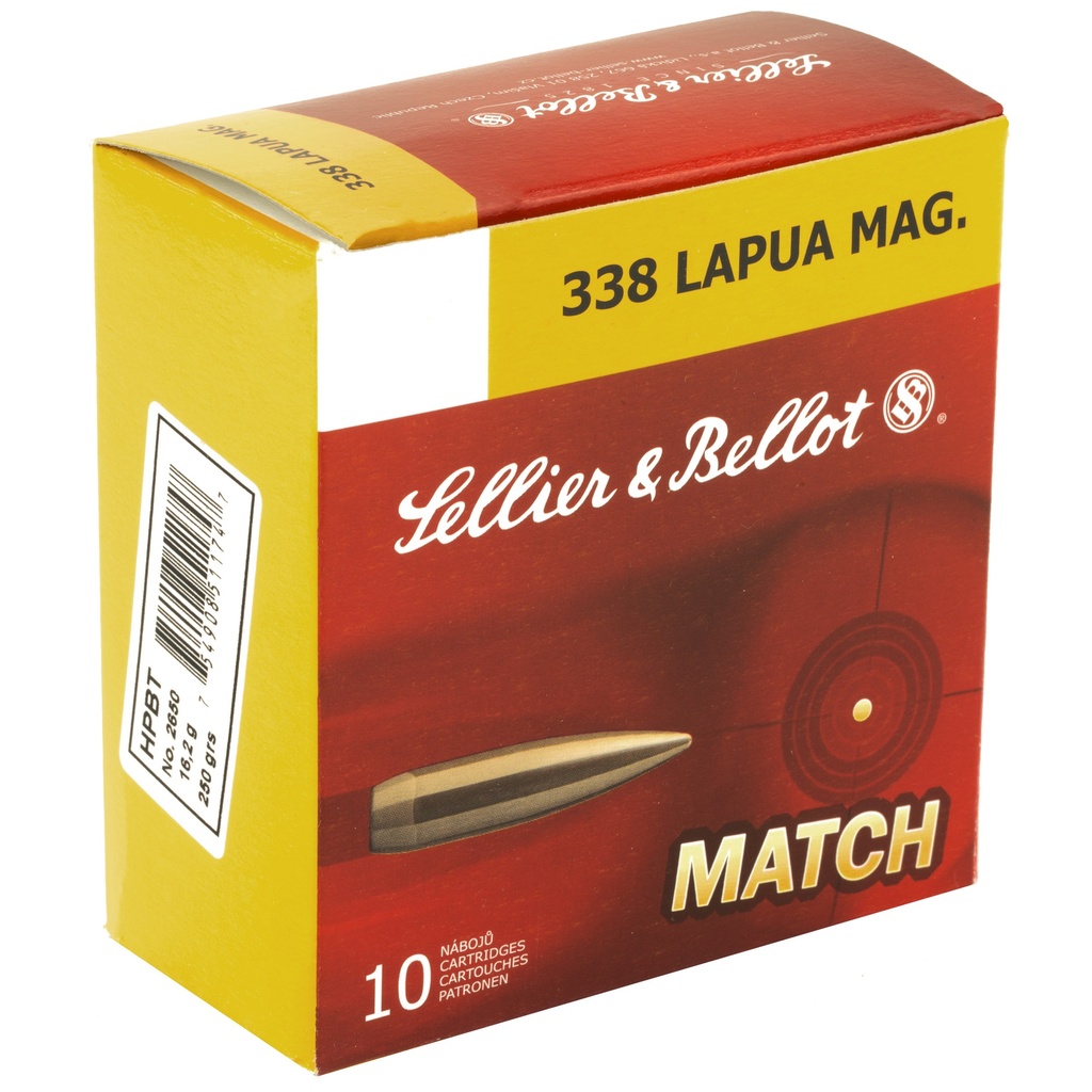 Sellier & Bellot S&B 338LAPUA 250GR SIERRA HPBT 10/BX 1