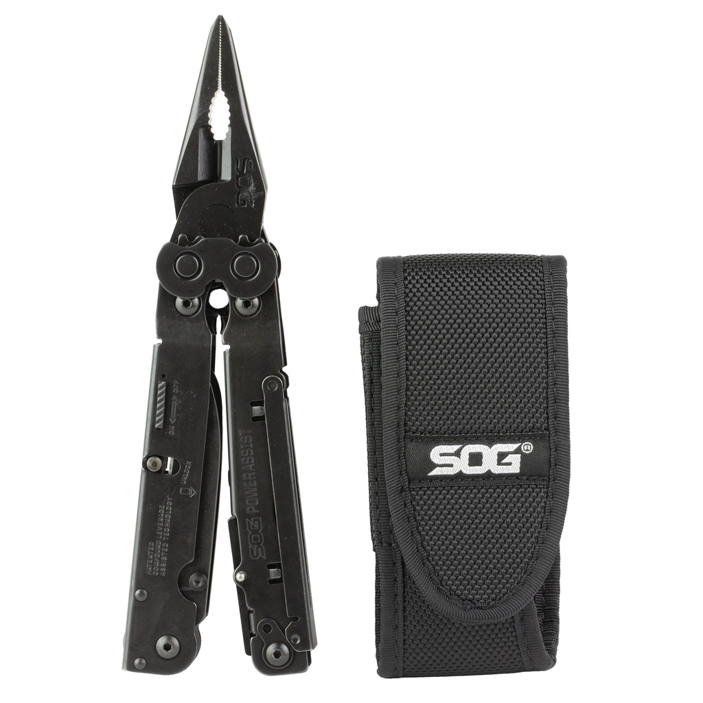 SOG POWERASSIST BLACK W/SHEATH 4