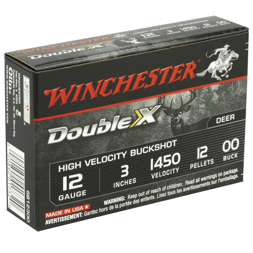 Winchester Ammunition WIN DBL X HV 12GA 3" 00BK 12P 5/250 1