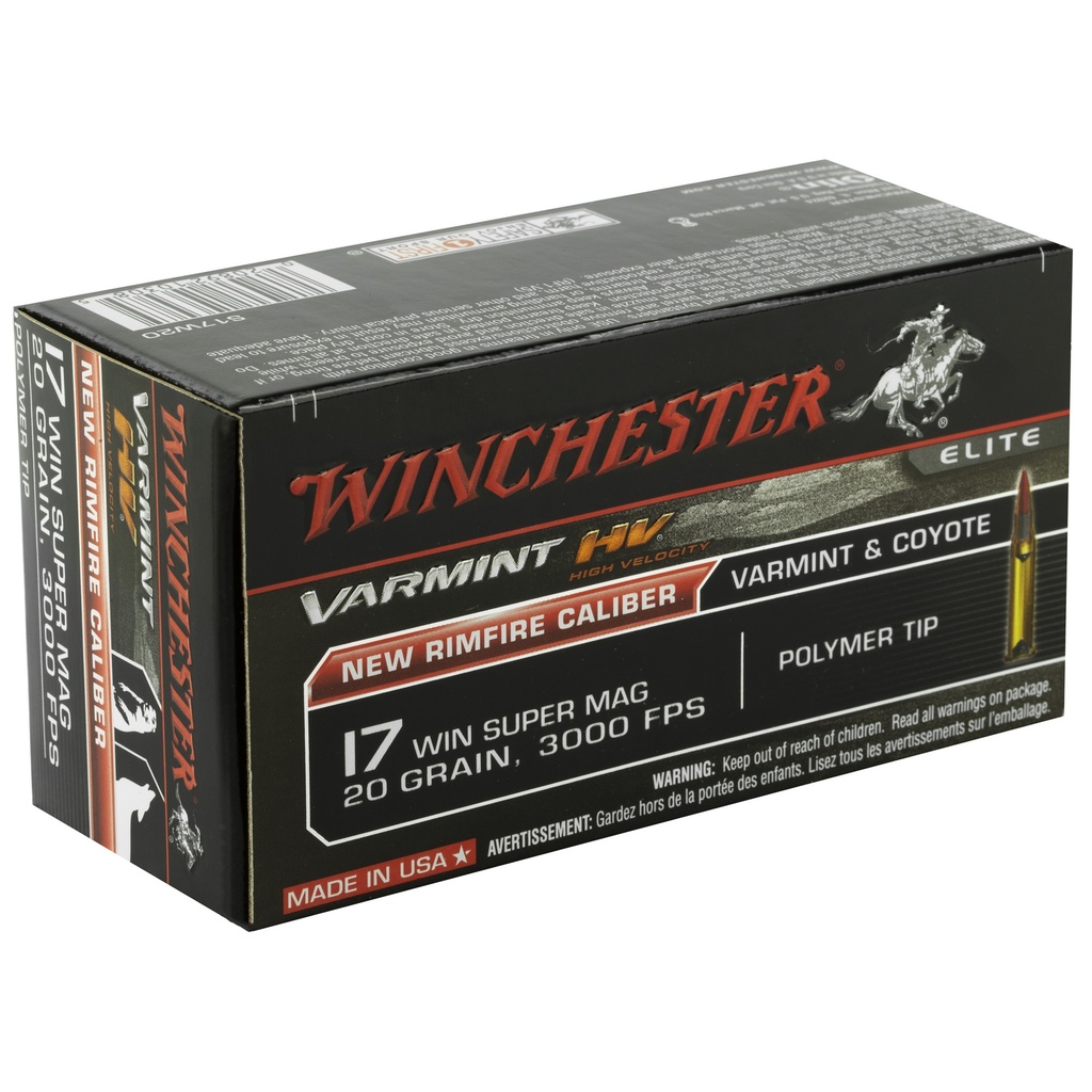Winchester Ammunition WIN VARMINT HV 17WSM 20GR PT 50/500 1