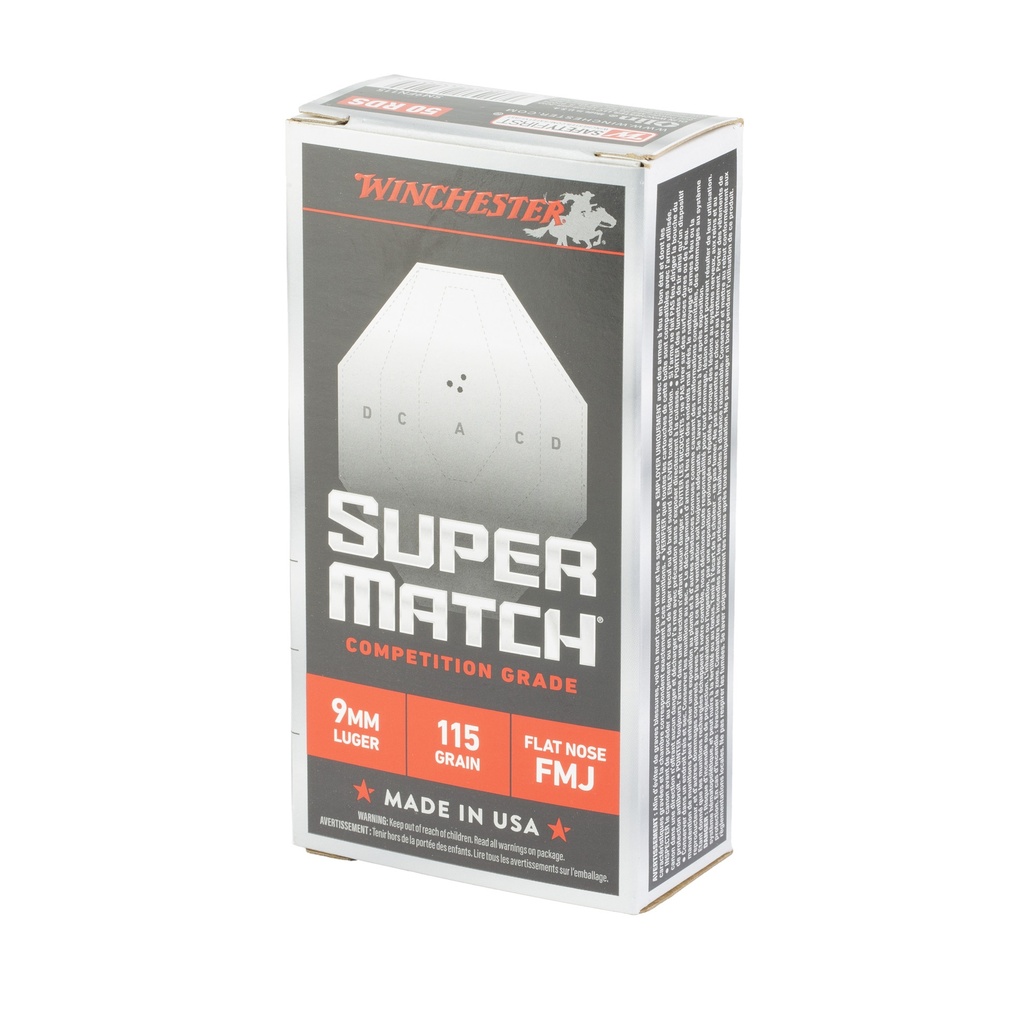 Winchester Ammunition WIN SUPER MATCH 9MM 115GR FN 50/500 2