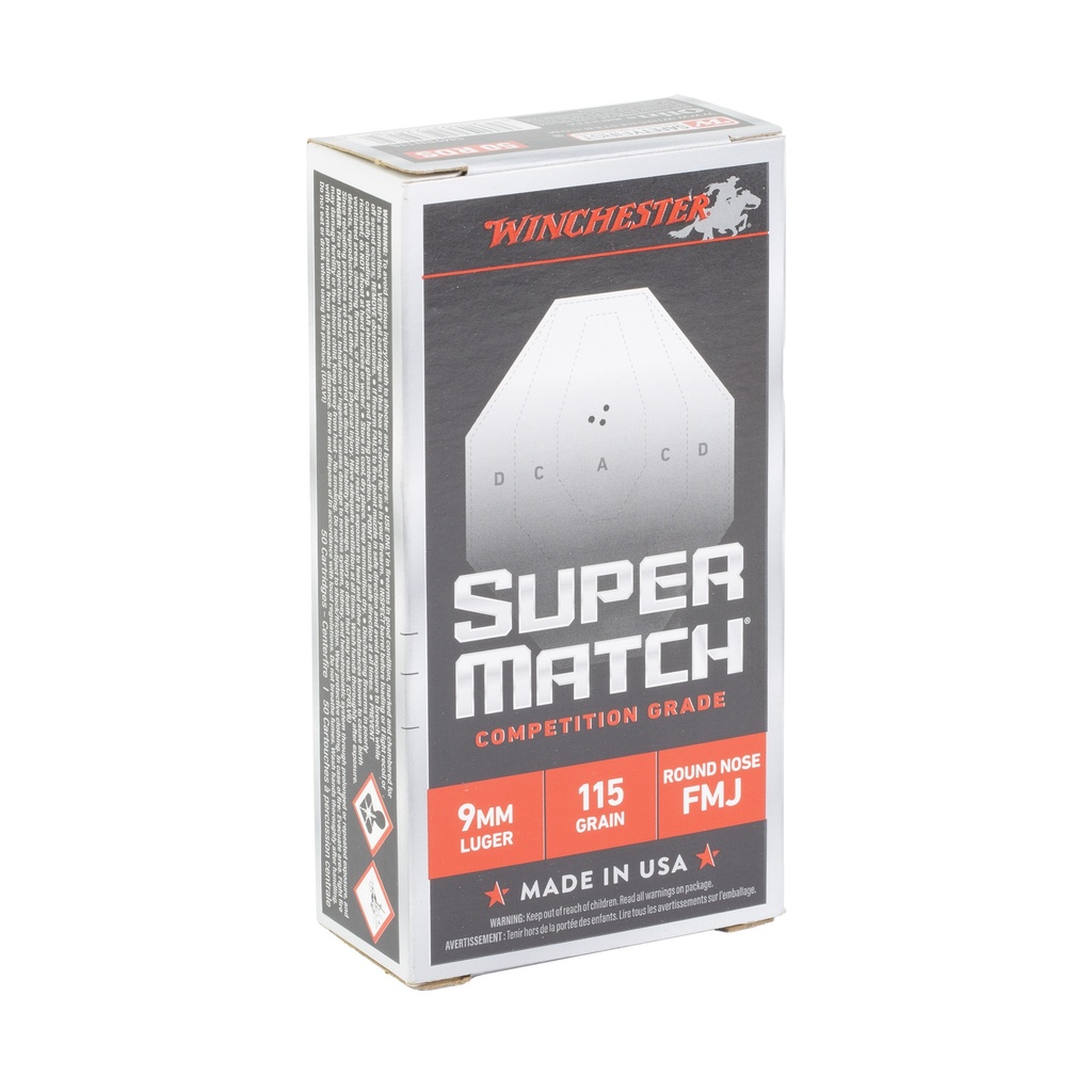 Winchester Ammunition WIN SUPER MATCH 9MM 115GR RN 50/500 1