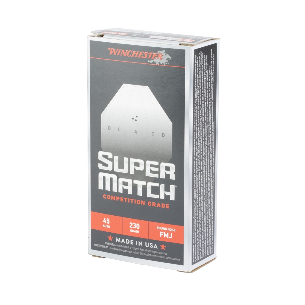 Winchester Ammunition WIN SUPER MTCH 45ACP 230GR RN 50/500 2