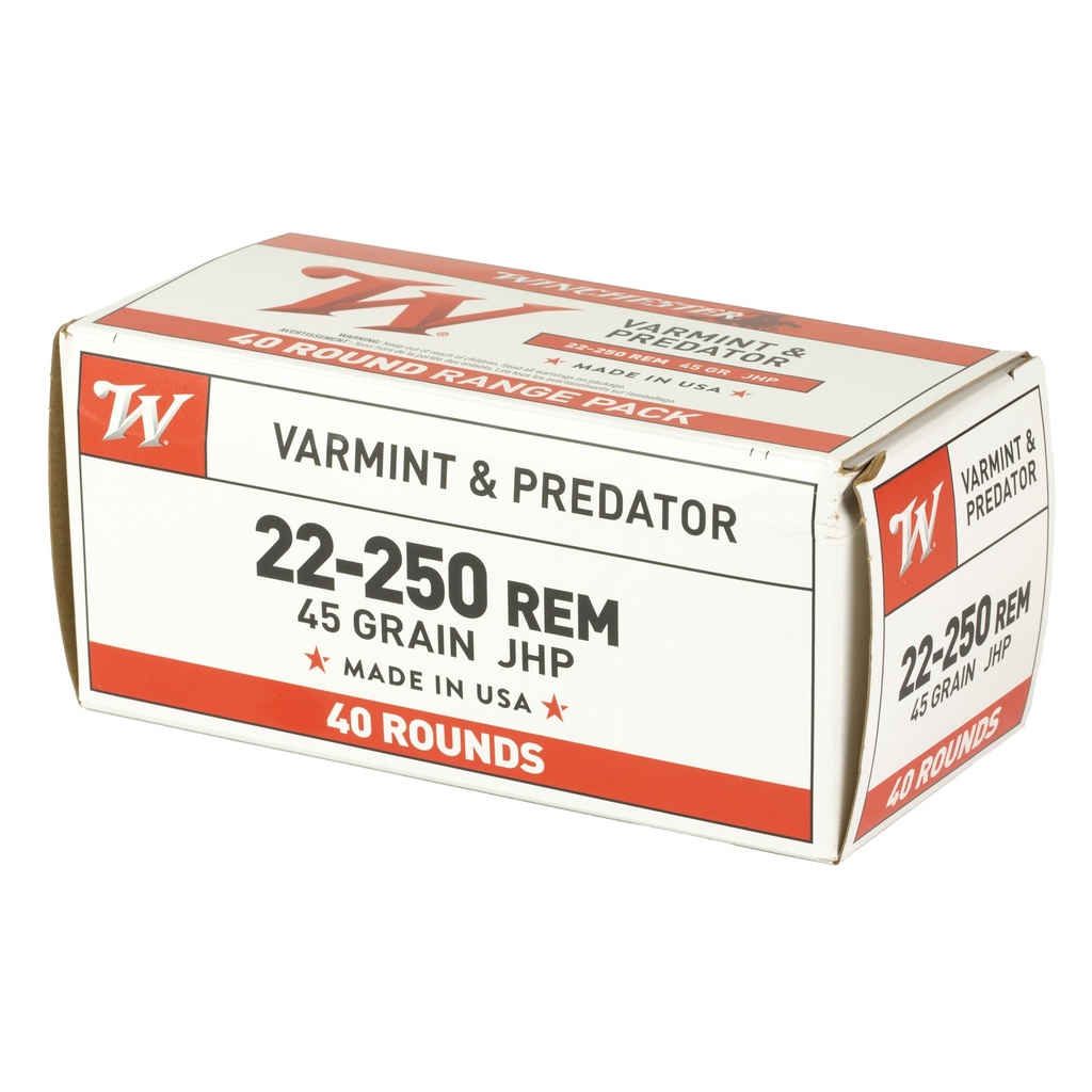 Winchester Ammunition WIN USA 22-250 REM 45GR JHP 40/400 2