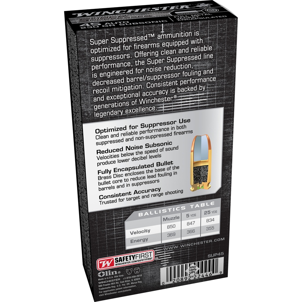 Winchester Ammunition WIN SPR SUP 45ACP 230GR FMJ 50/500 1