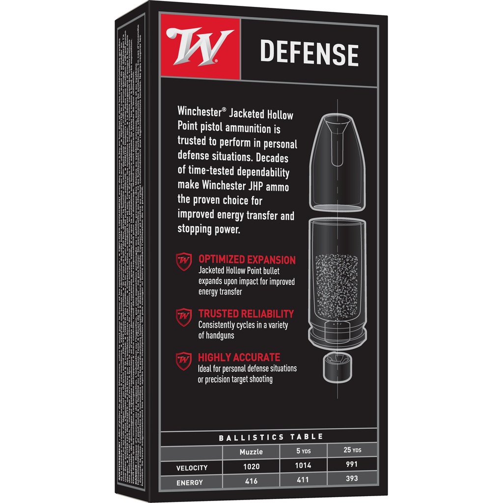 Winchester Ammunition WIN USA 40SW 180GR JHP 50/500 1