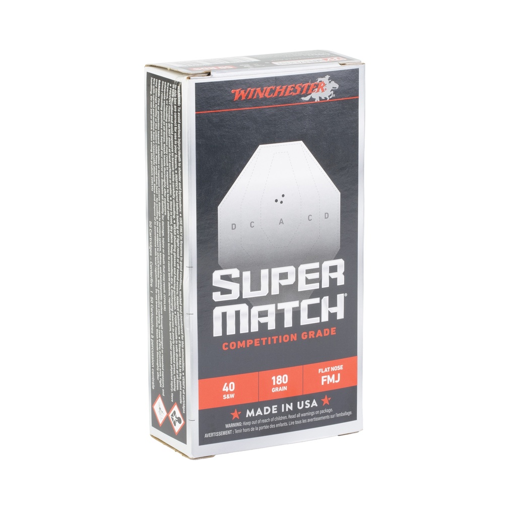 Winchester Ammunition WIN SUPER MTCH 40S&W 180GR FN 50/500 1