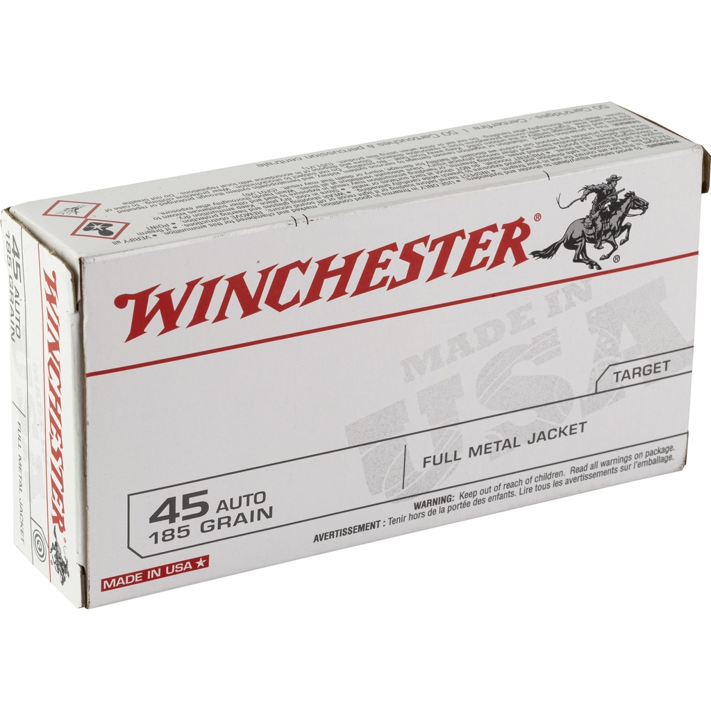 Winchester Ammunition WIN USA TRGT 45AUTO 185GR FMJ 50/500 1