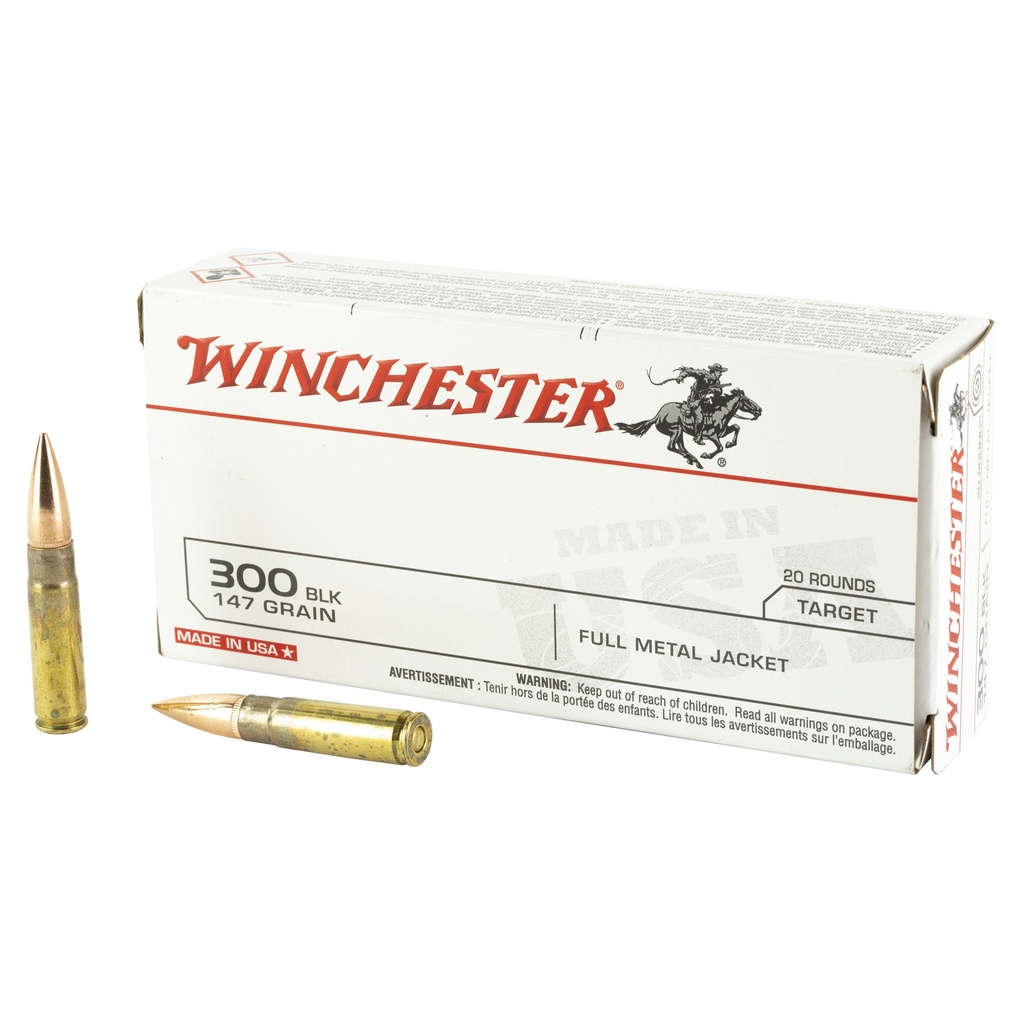 Winchester Ammunition WIN USA 300 BLK 147GR FMJ 20/200 3