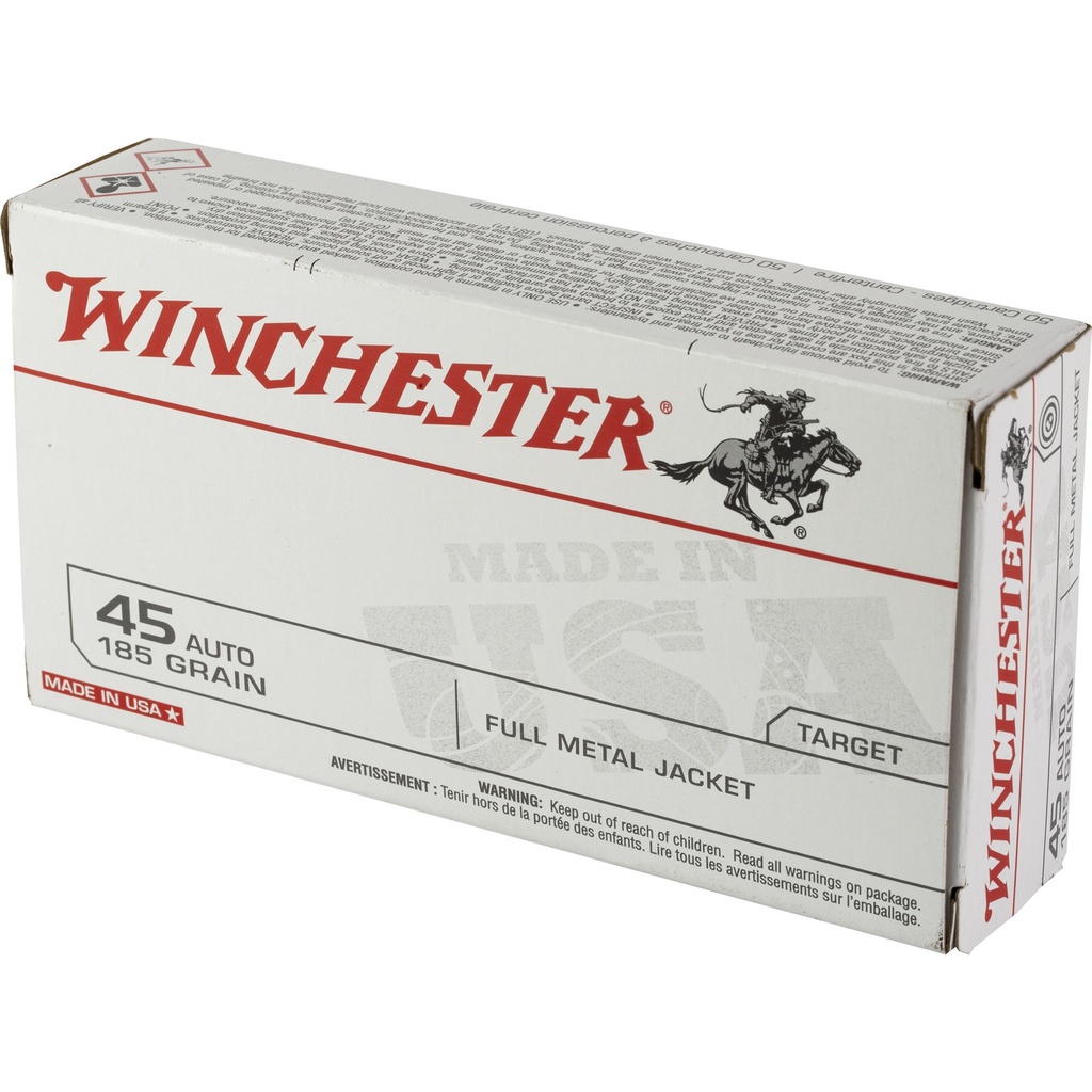Winchester Ammunition WIN USA TRGT 45AUTO 185GR FMJ 50/500 2