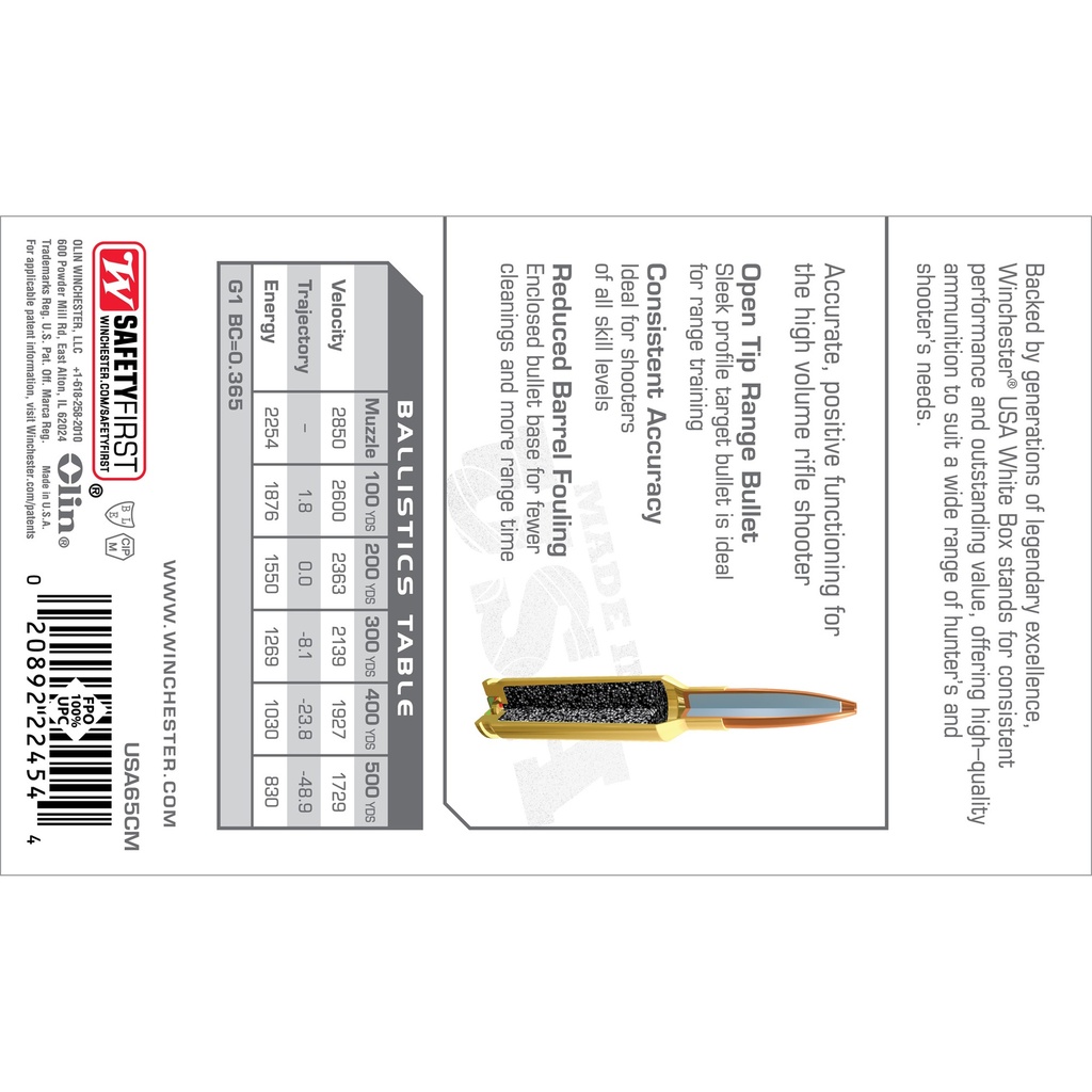 Winchester Ammunition WIN USA 6.5CM 125GR JHP 20/200 1