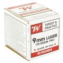 Winchester Ammunition WIN USA 9MM LUGER 115GR FMJ 50/1000 1