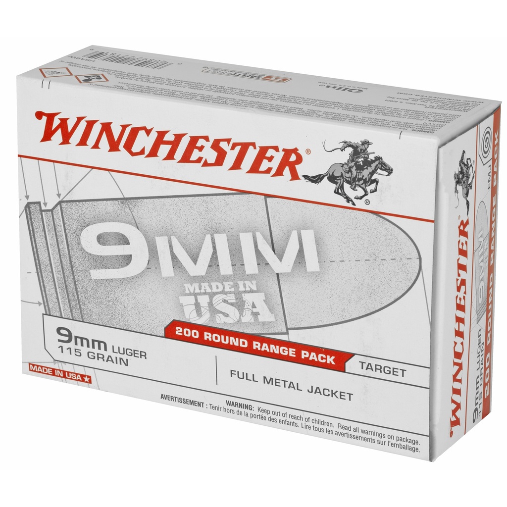 Winchester Ammunition WIN USA 9MM 115GR FMJ 200/1000 2
