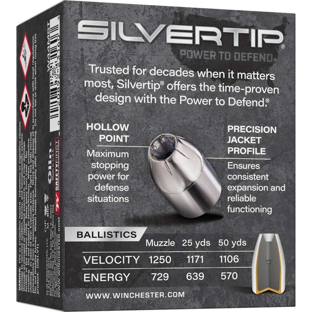 Winchester Ammunition WIN SILVERTIP 44 REM MAG 210 GR JHP 1