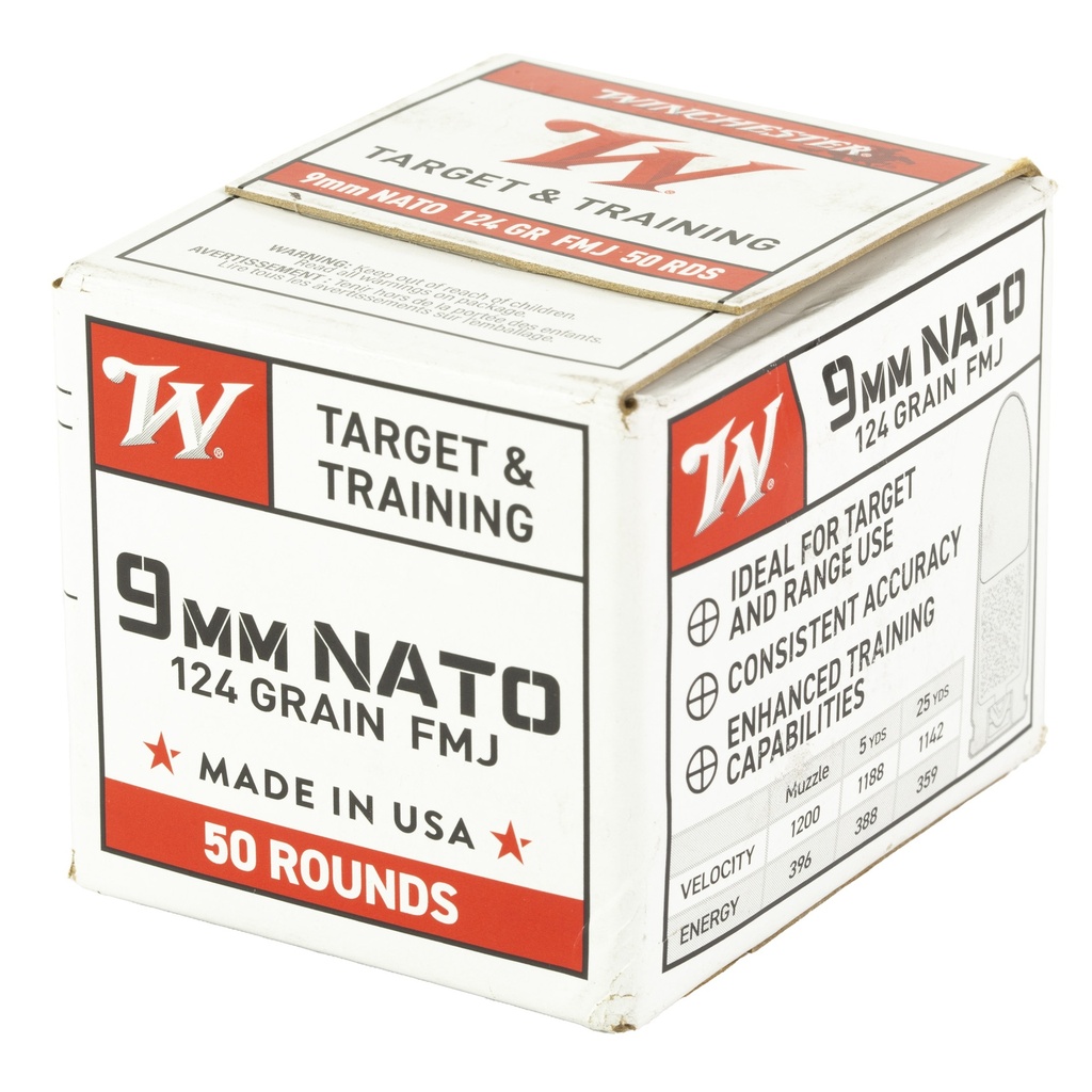 Winchester Ammunition WIN USA 9MM NATO 124GR FMJ 50/1000 2