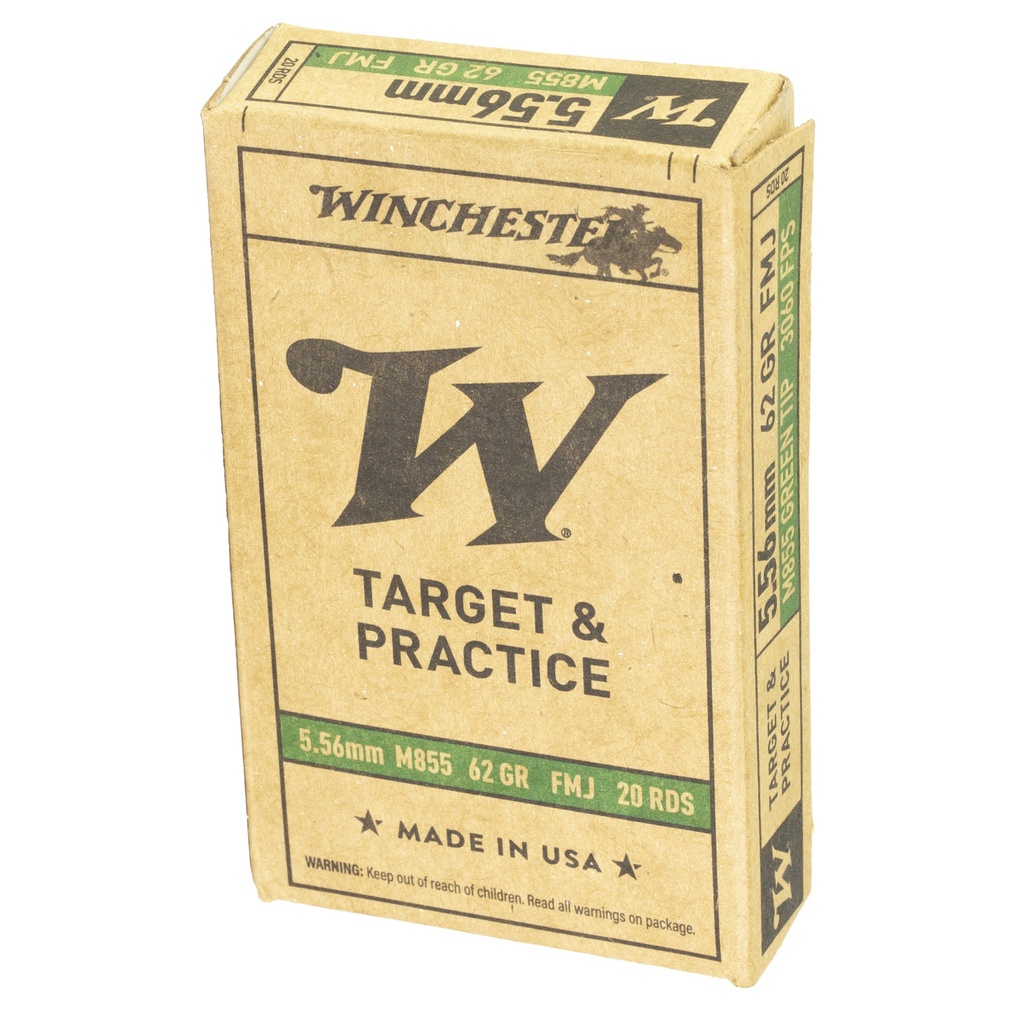 Winchester Ammunition WIN 556 M855 62GR FMJ GRNTIP 20/1000 1