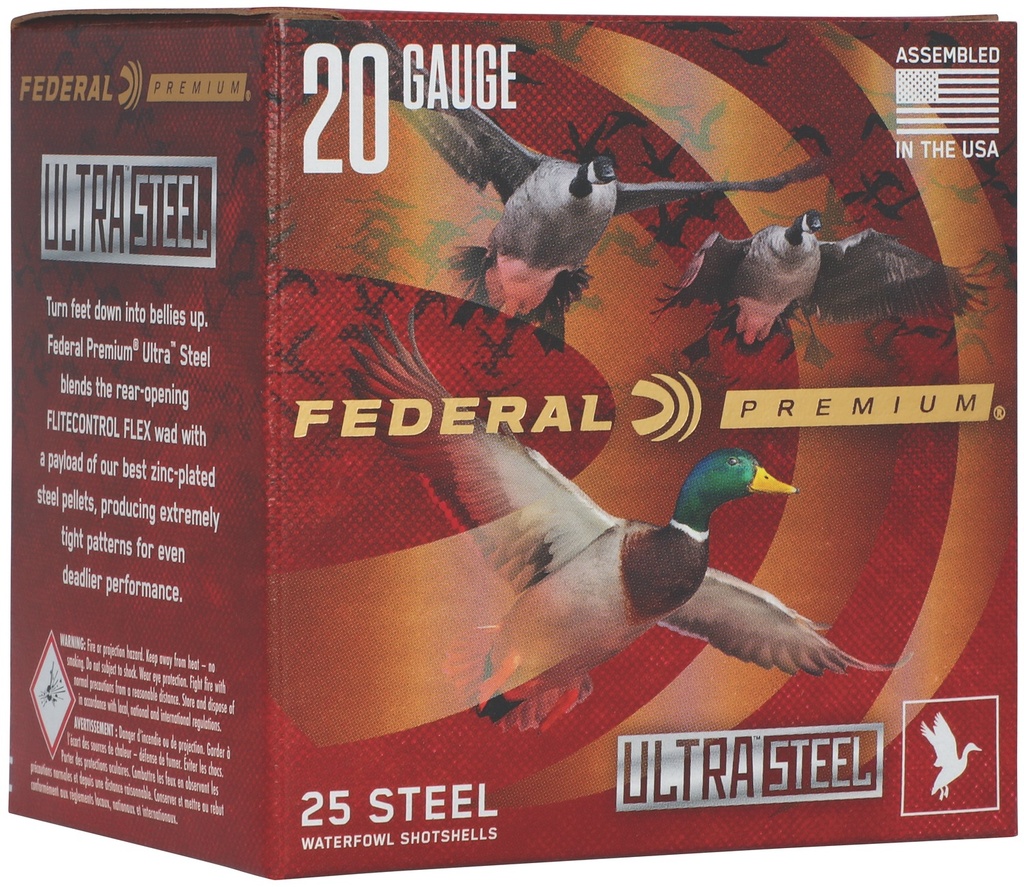 FEDERAL AMMO ULTRA STEEL 20GA 3 1OZ 2 25/10 1