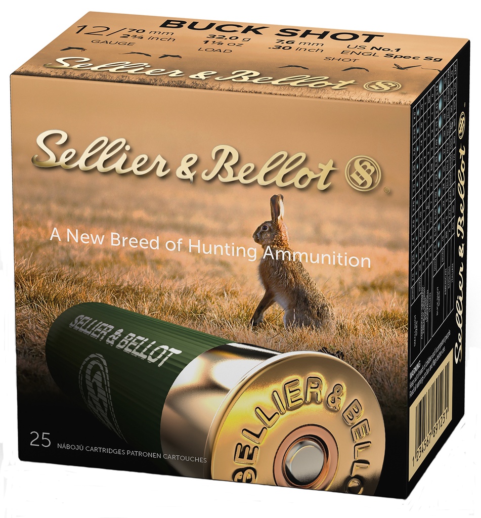 SELLIER & BELLOT BUCKSHOT 12GA 2.75 1 1/8 OZ #1 25/10 1
