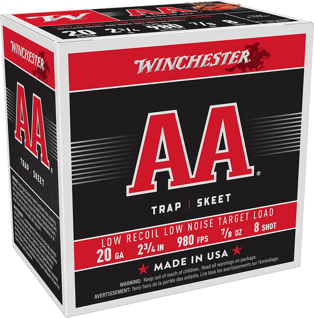 WINCHESTER AMMO AA LOW RECOIL 20GA 2.75 7/8OZ #8 25/10 1