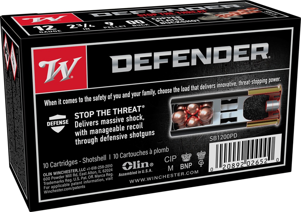 WINCHESTER AMMO DEFENDER 12GA 2.75 9PLT #00 COPPER 10/10 2