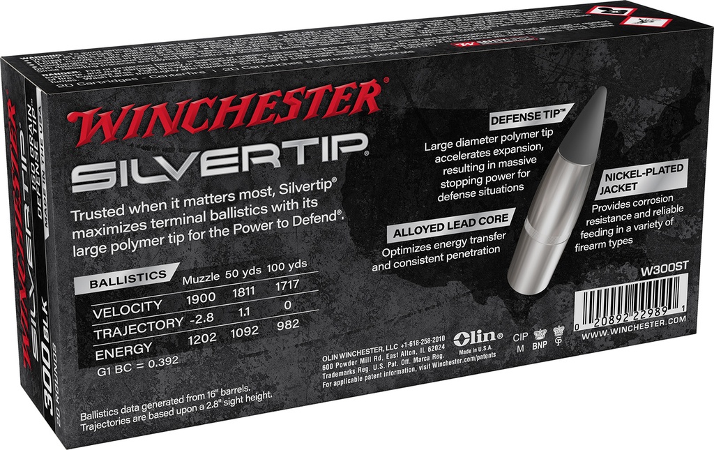 WINCHESTER AMMO SILVERTIP 300BLK 150GR DT 20/10 2