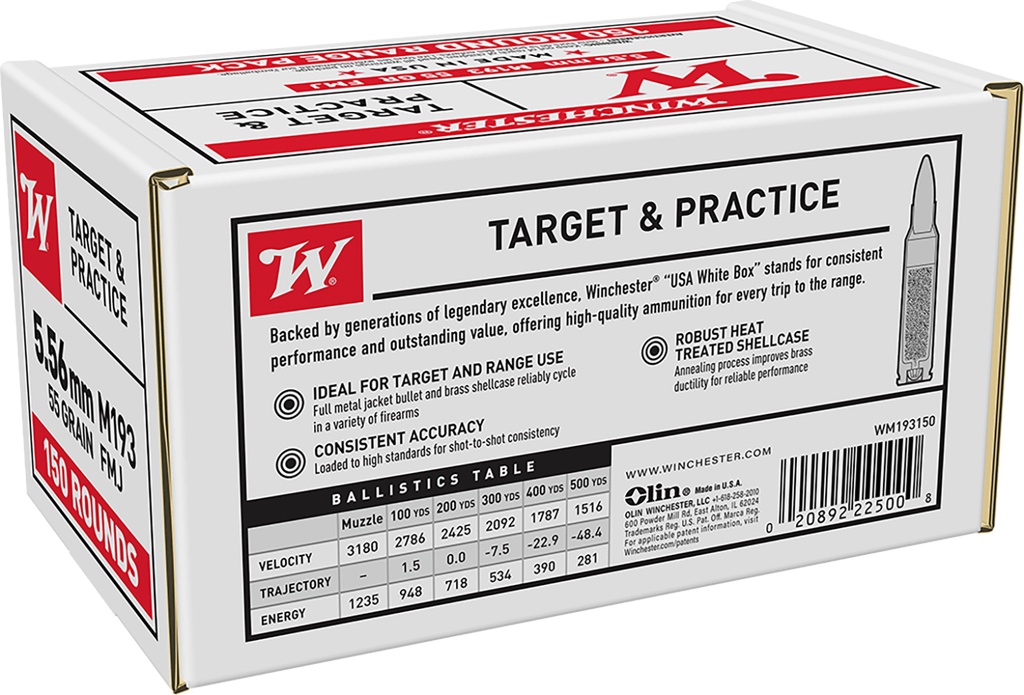 WINCHESTER AMMO LC 5.56MM M193 55GR FMJ 150/4 (432) 2