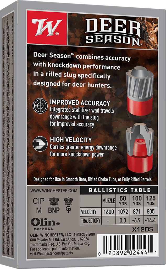 WINCHESTER AMMO DEER SEASON 12GA 2.75 SLUG 1600FPS 5/20 2