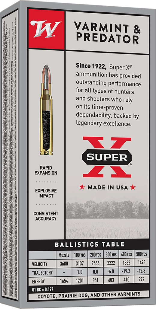 WINCHESTER AMMO SUPER-X 22-250 55GR PSP 20/10 2