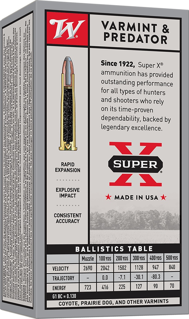 WINCHESTER AMMO SUPER-X 22HORN 45GR SP 50/10 2