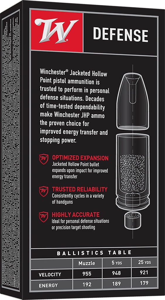 WINCHESTER AMMO DEFENSE 380ACP 95GR JHP 50/10 2