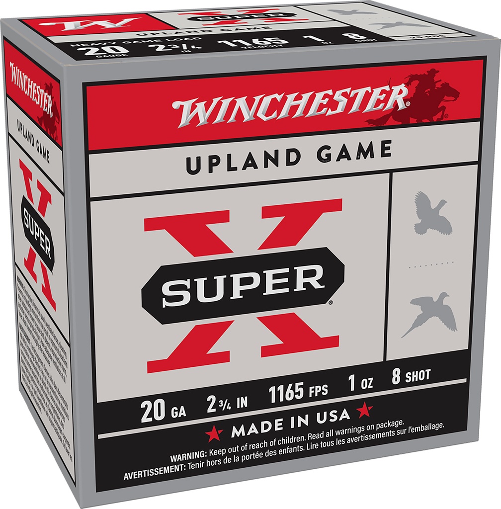WINCHESTER AMMO SUPER-X UPLAND GAME 20GA 2.75 1OZ #8 25/10 1