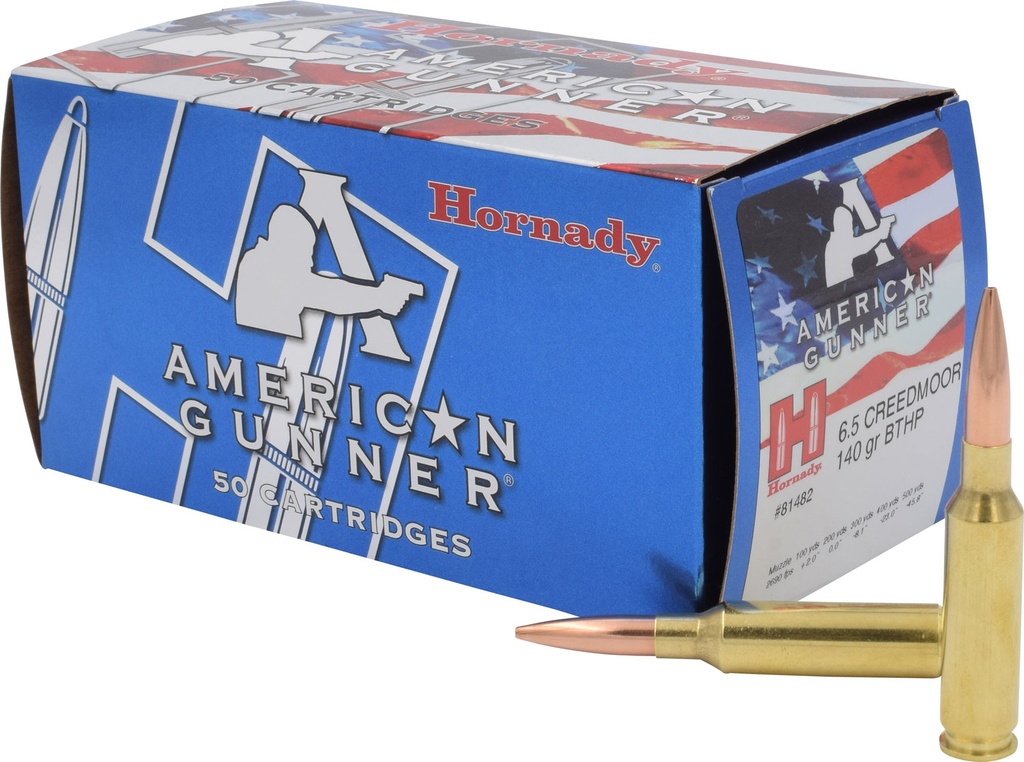 Hornady 81482 American Gunner  6.5Creedmoor 140gr Hollow Point Boat Tail 50 Per Box/10 Case 1